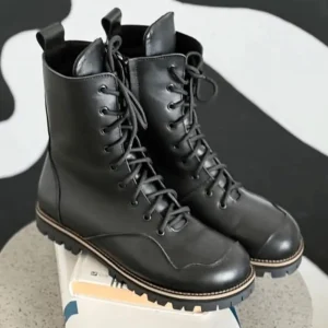 Leopard Print Boots Women Anatomical Lace Up Combat